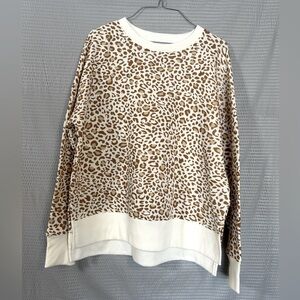 Time and Tru Brown and Cream Leopard Print Sweatshirt
